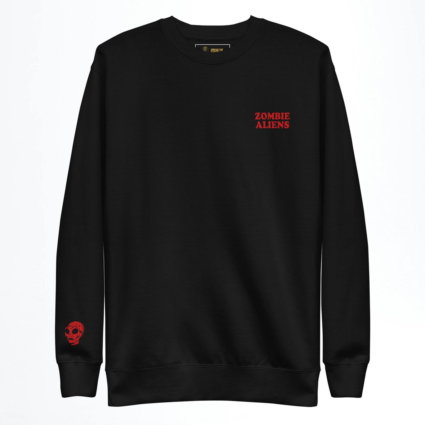 Black Sweatshirt with red Zombie Aliens and head embroidery