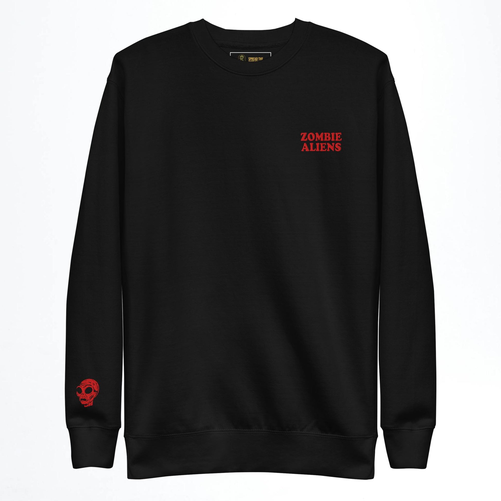Black Sweatshirt with red Zombie Aliens and head embroidery